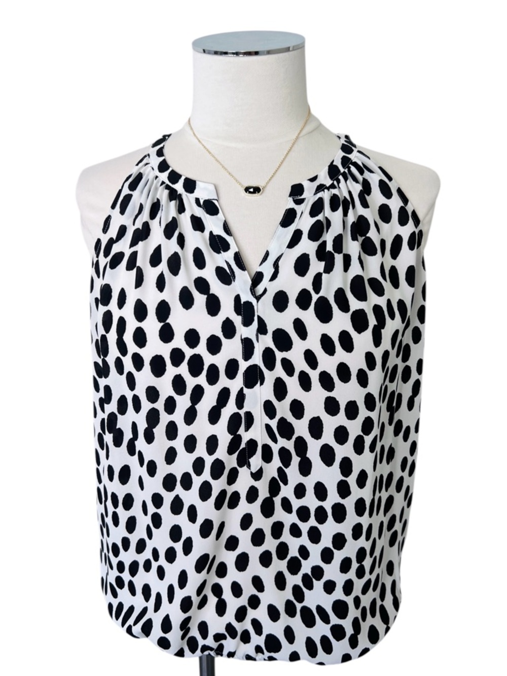 LOFT Women’s Sleeveless Halter Polka Dot Top - Black/White Size Small Petite
